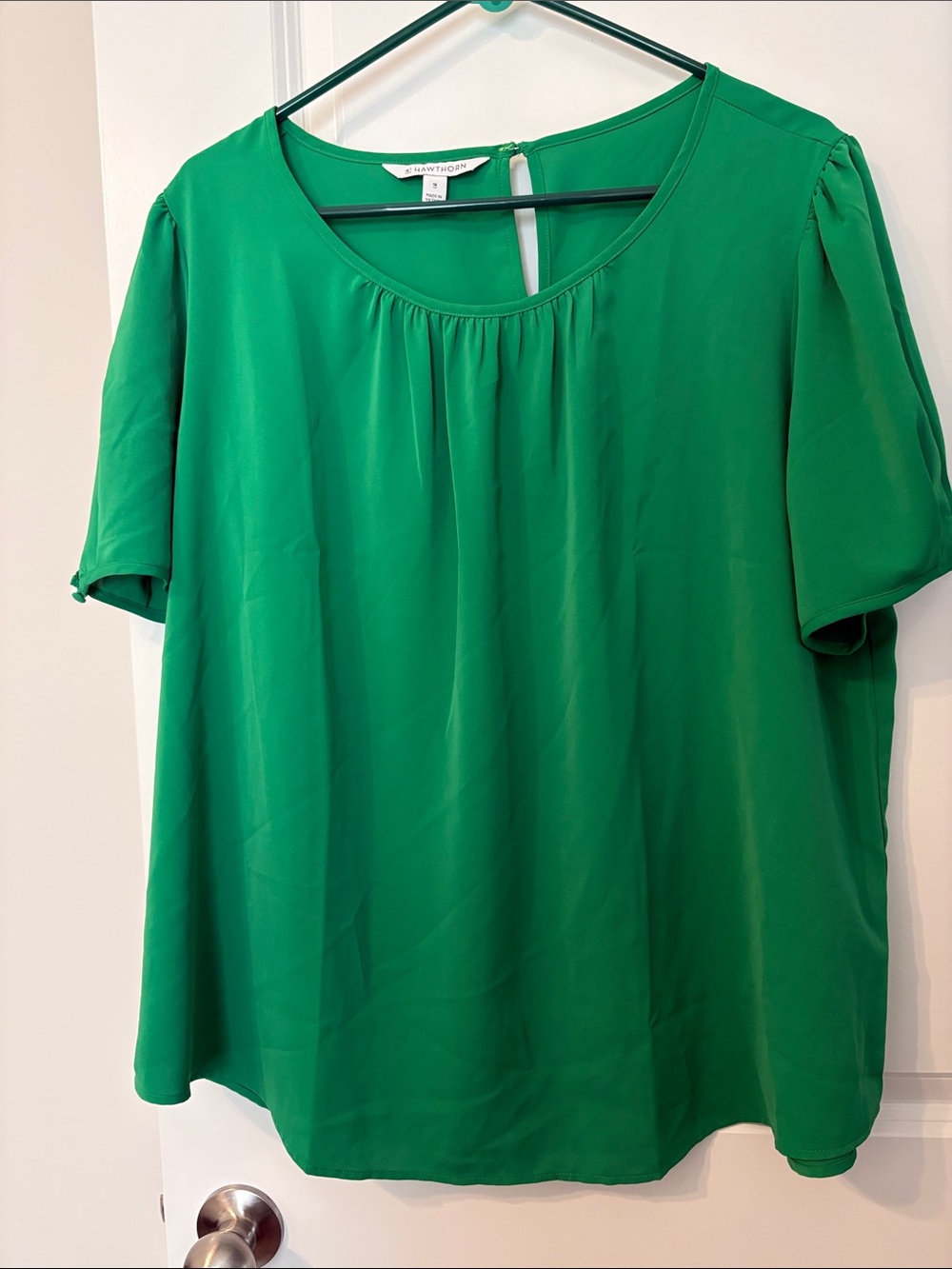 41 Hawthorn Green Short Sleeve Scoop Neck Blouse